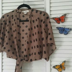 Tan polka dot shawl/cover up