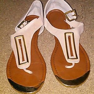 Gold And Tan Sandals