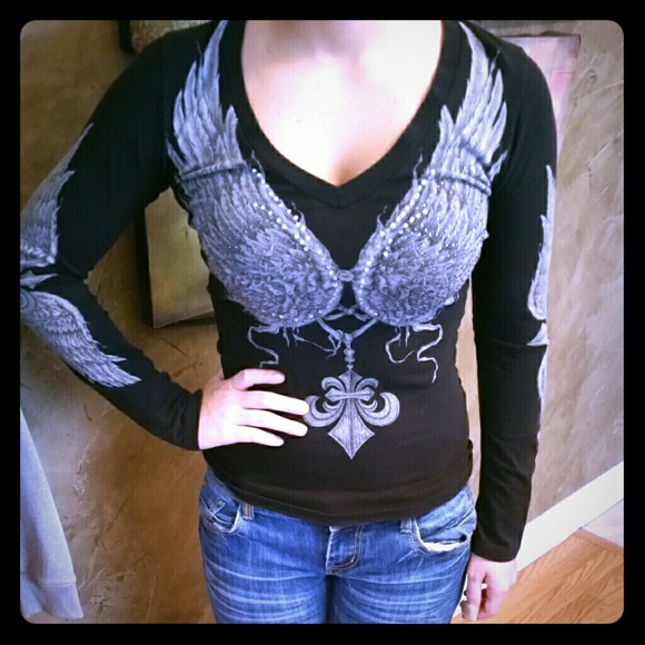 Angel wing studded shirt