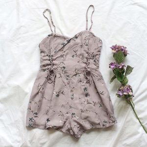 NWOT UO Floral Lace-up Front Romper
