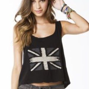 Brandy Melville black British flag top
