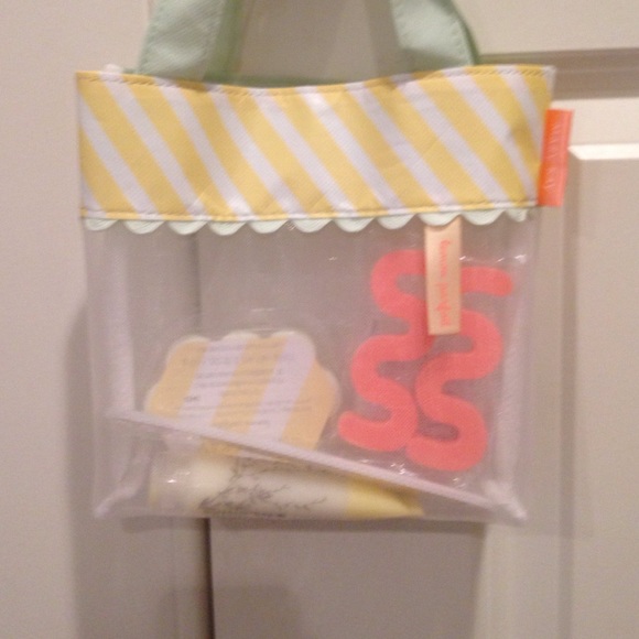 A Mary Kay foot bag with foot care items.