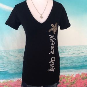 Black motivational t-shirt Never Quit