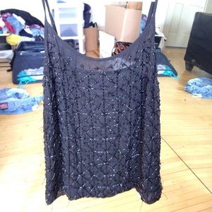 Beaded black tank top
