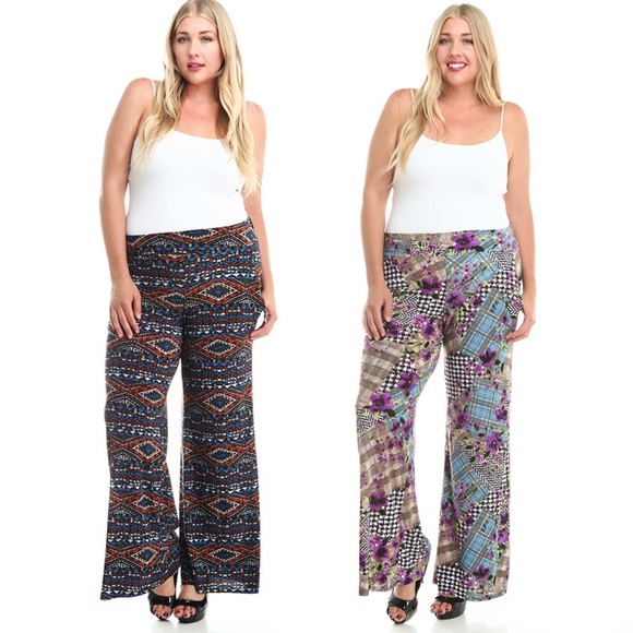 Plus Size Palazzo Pants w/ Pockets & Elastic Waist - Picture 2 of 3