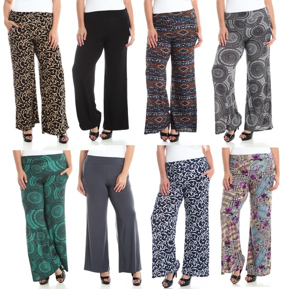 Plus Size Palazzo Pants w/ Pockets & Elastic Waist - Picture 3 of 3