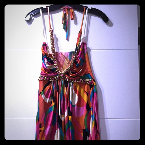 Colorful, halter party dress! Jagger....