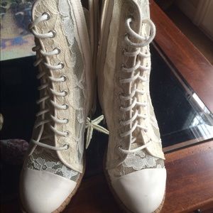 Report ivory lace boots worn once