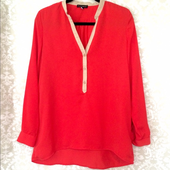 Willi Smith Tops - Willi Smith coral and tan drapey tunic.