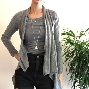 Grey Cashmere Open Front Sweater Cardigan