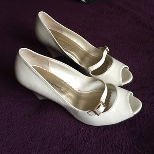 Off White low wedge heels