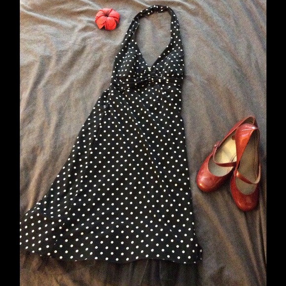Black & White polka dot pin up style dress