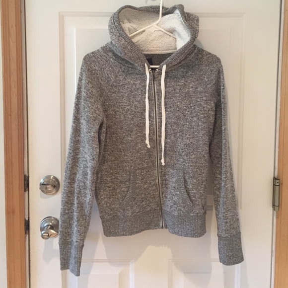 American Eagle Grey Fleece Zip up Hoodie
