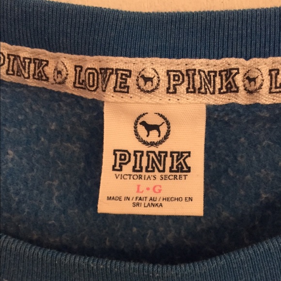 PINK Victoria's Secret Blue Crop Sweater Large - Picture 3 of 4