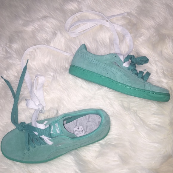 Turquoise Suede Puma Sneakers