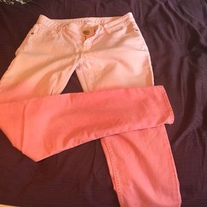 Pink ombré skinny jeans