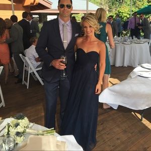 Jenny Yoo floor length gown in navy