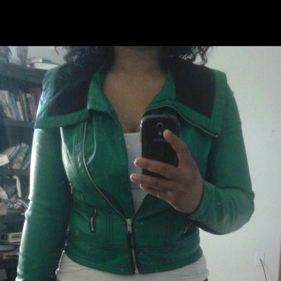Green & black leather jacket