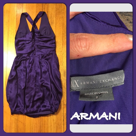SALE🌷2-ARMANI EXCHANGE PURPLE SILK COCKTAIL DRESS - Picture 3 of 4