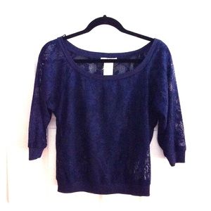 Navy Laced Sweater