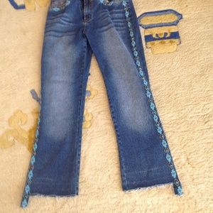 DG Denim Aztec embroidered jeans