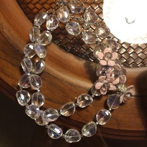 clear crystal flowered necklace and bracelet new