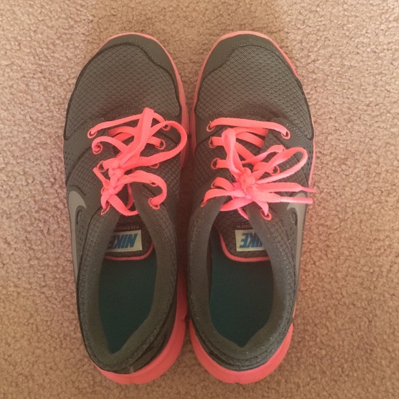 Gray Nikes with Bright Pink Laces & Bottoms