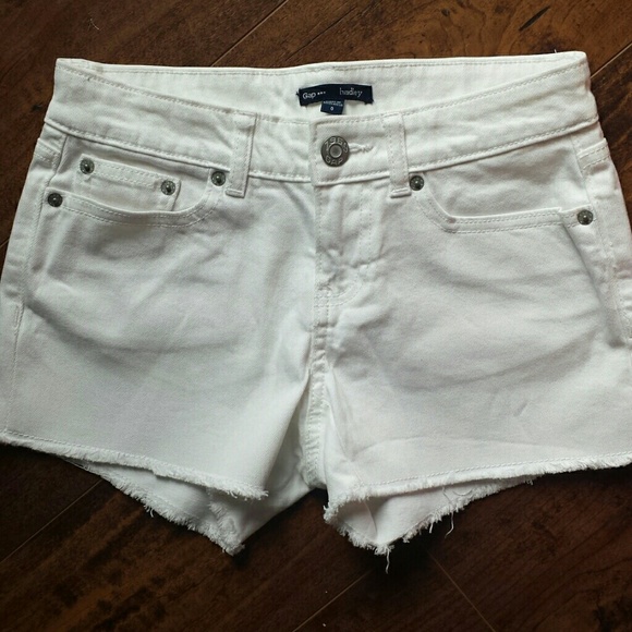 White cut-off style shorts