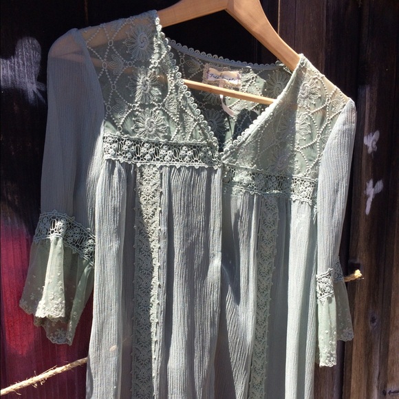 Lace embroidered top.