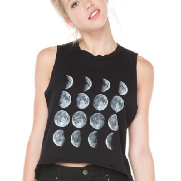 Brandy Melville moon phases cropped muscle tee