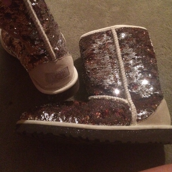 UGG Boots - Size 8 champagne colored sequined UGGS
