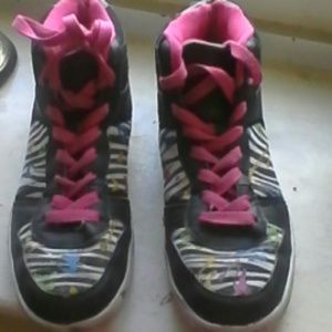 Paint splash high top shoes.