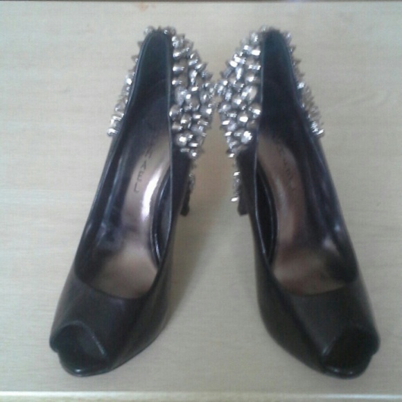 Peeptoe spike and leather heels