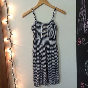 Black and White Striped Button Dress