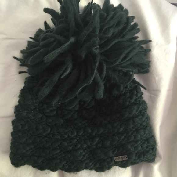 hand made green Pom Pom beanie