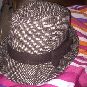 A pretty brown poker dot hat