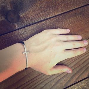 Silver and black cross bracelet Stella and dot