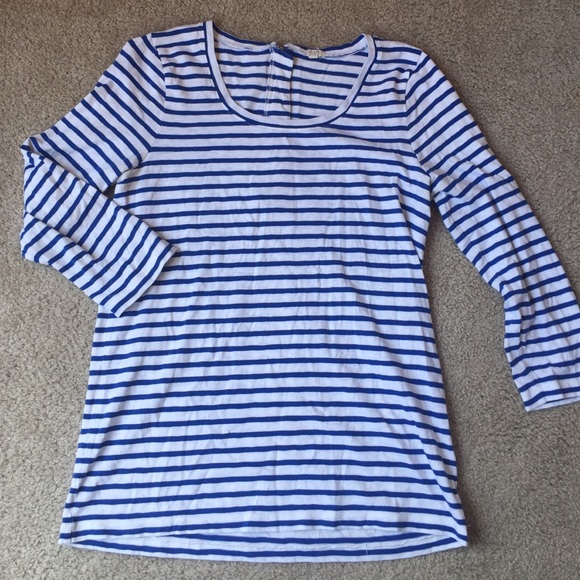 J Crew Blue striped 3/4 length t-shirt