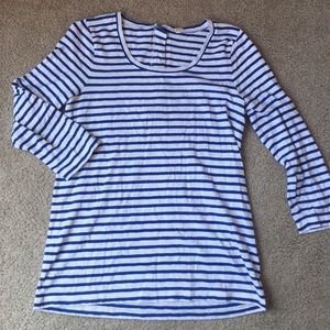 J Crew Blue striped 3/4 length t-shirt