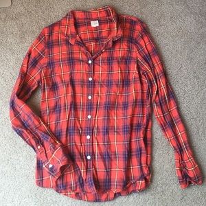 Red J Crew Plaid Flannel size L