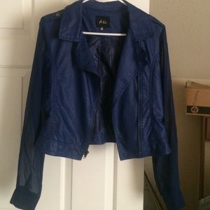 Blue leather jacket