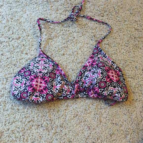 Black and hot pink swimsuit top