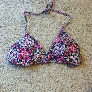 Black and hot pink swimsuit top