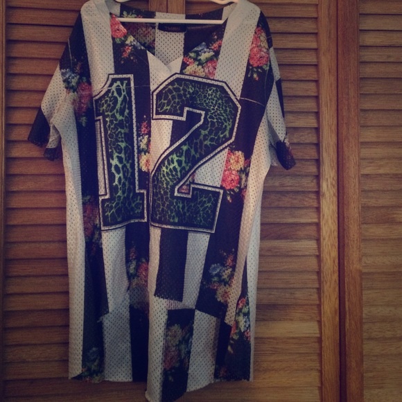Floral striped jersey