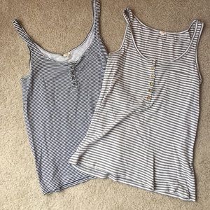 2 Jcrew striped cotton tanks - Size L