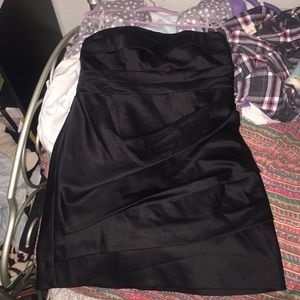 Strapless Black David's Bridal Ruffle Dress