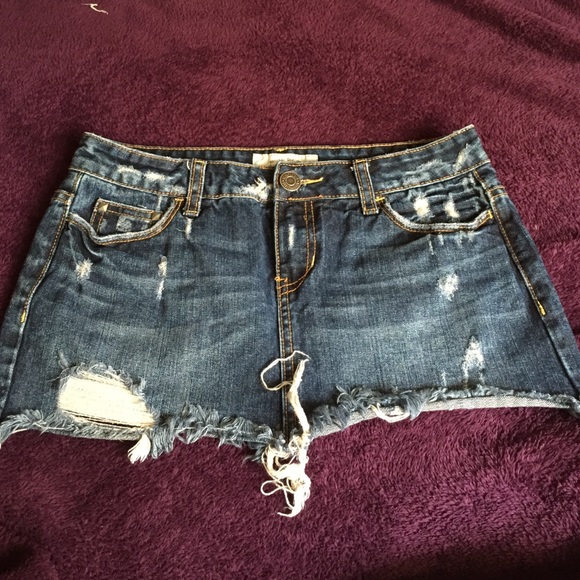 Aeropostale Distressed Denim Mini Skirt