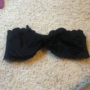 Solid black ruffled bikini top