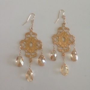 Heather Gardner Gold Crystal Earrings. NWOT