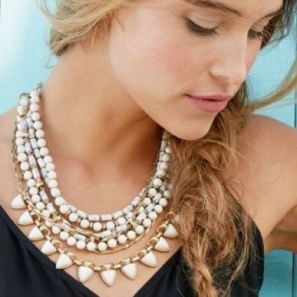 Stella & Dot Stone Sutton Necklace in White